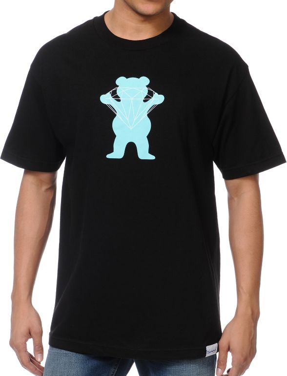 Diamond Supply x Grizzly Grip Tape Brilliant Bear Black Tee Shirt