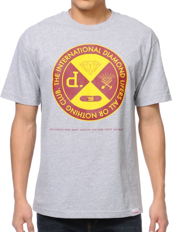 Diamond Supply All Or Nothing Heather Grey Tee Shirt