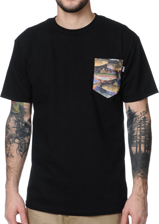 Bohnam Supply Co. Space Trout Black Pocket Tee Shirt