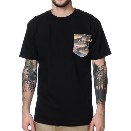 Bohnam Supply Co. Space Trout Black Pocket Tee Shirt