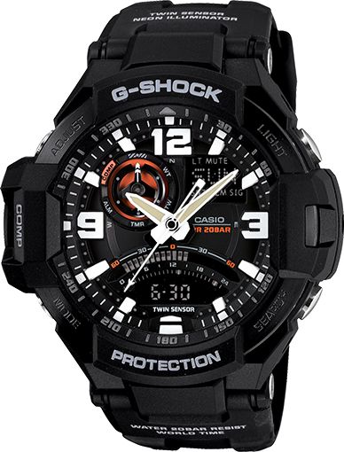 G-Shock GA1000-1A G-Aviation Twin Sensor Black Watch