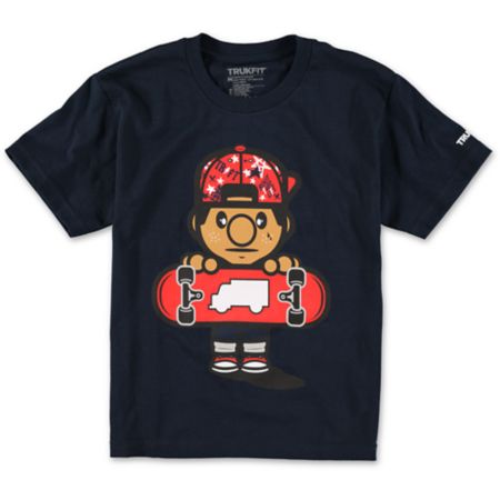 Trukfit Boys Lil Tommy Fill Navy Tee Shirt