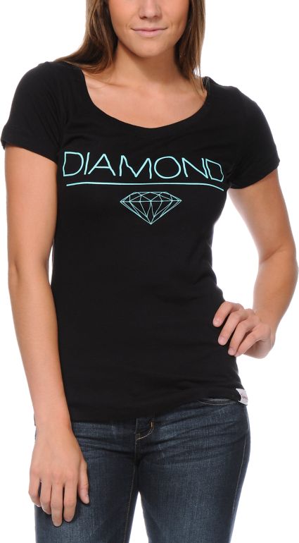 Diamond Supply Girls White Space Black Tee Shirt