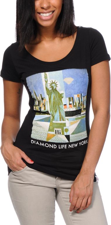 Diamond Supply Girls Diamond Life NY Black Tee Shirt