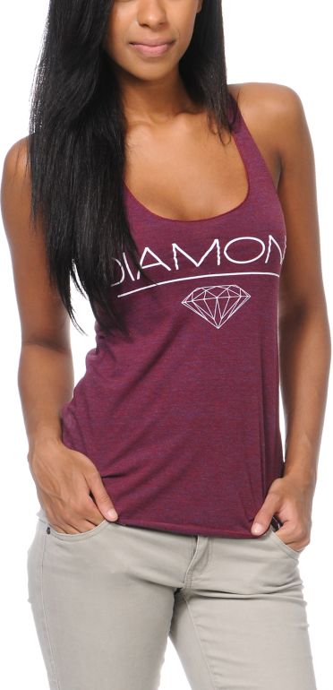 Diamond Supply Girls White Space Crimson Tank Top