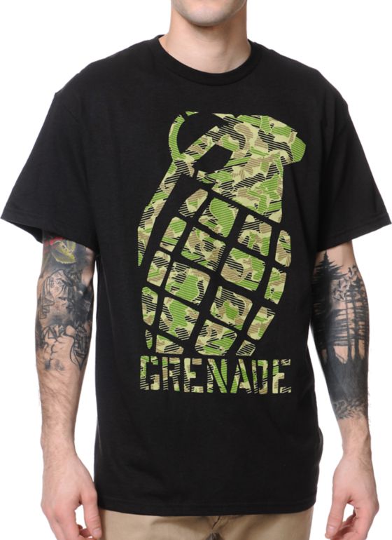 Grenade Camo Tilt Black Tee Shirt