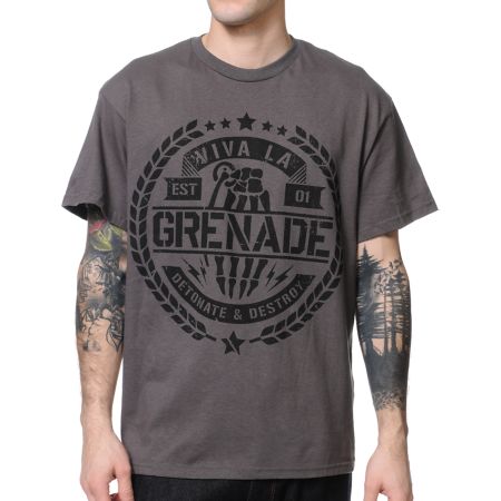 Grenade Viva La Crest Charcoal Tee Shirt