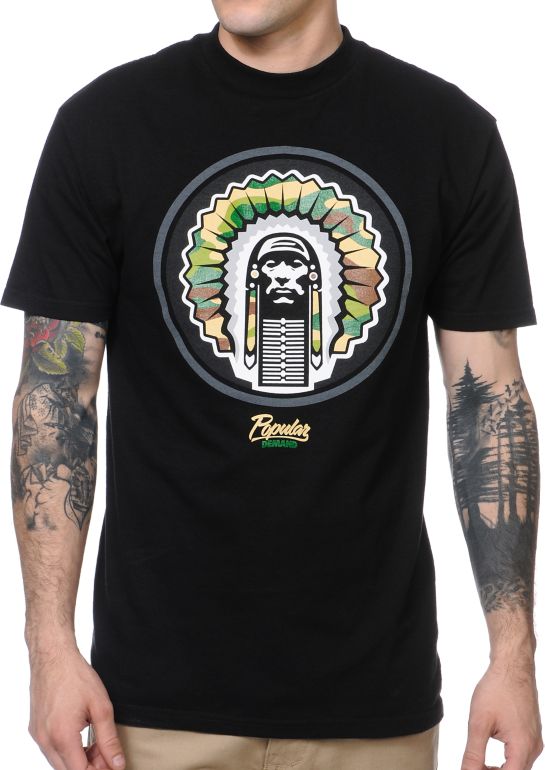 Popular Demand Circle Chief Black Tee Shirt