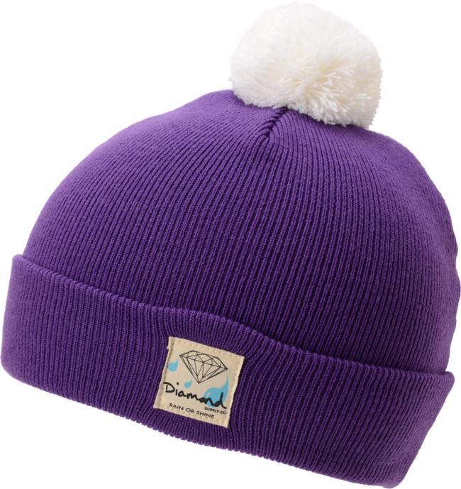 Diamond Supply Snow Shine Purple & White Pom Beanie