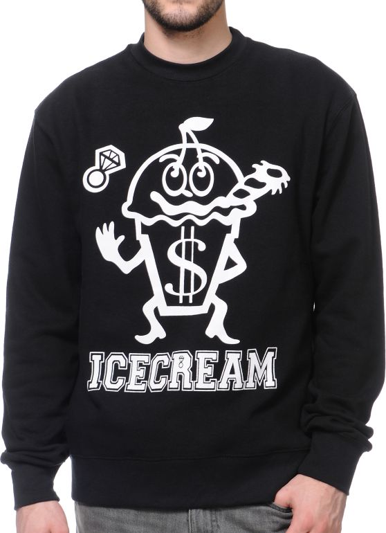 ICECREAM Cupcakes & Diamonds Black Crew Neck Sweatshirt