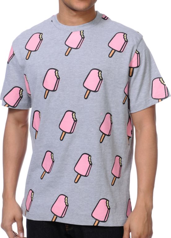 ICECREAM All Over Popsicle Heather Grey Tee Shirt