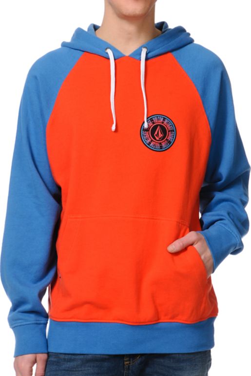 Volcom Band Orange & Blue Pullover Hoodie