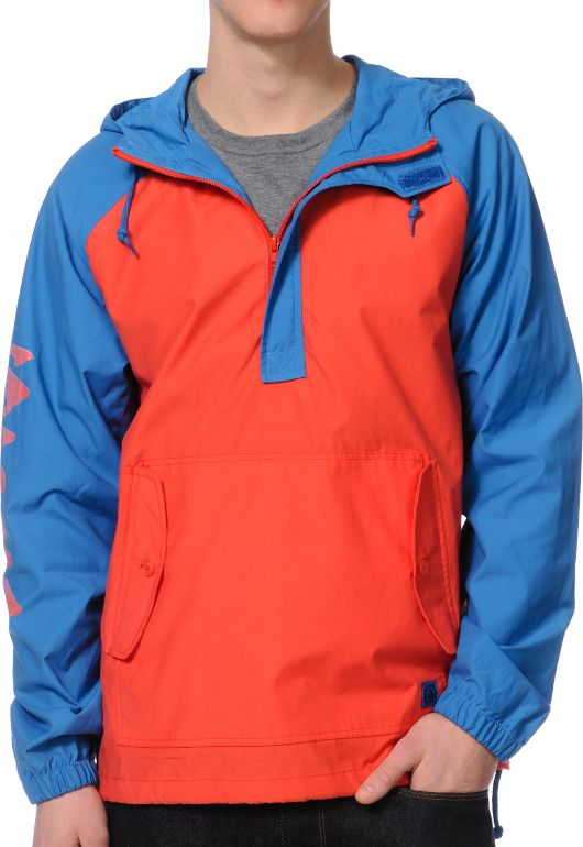Volcom Broma Blue & Orange Anorak Windbreaker Jacket