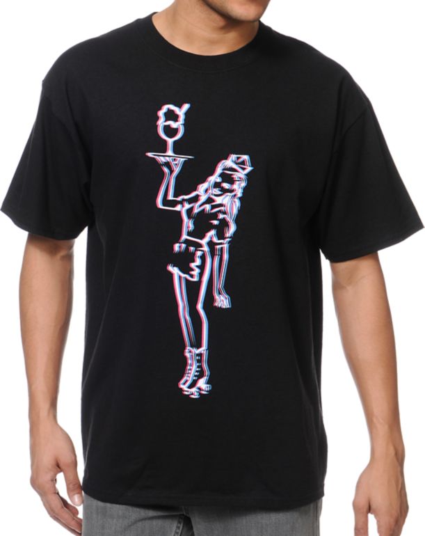 ICECREAM 3D Waitress Black Short Sleeve Tee Shirt