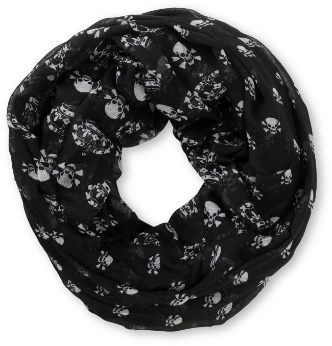 D&Y Skull Print Black Infinity Scarf
