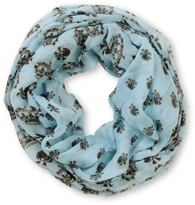 D&Y Skull Print Blue Infinity Scarf