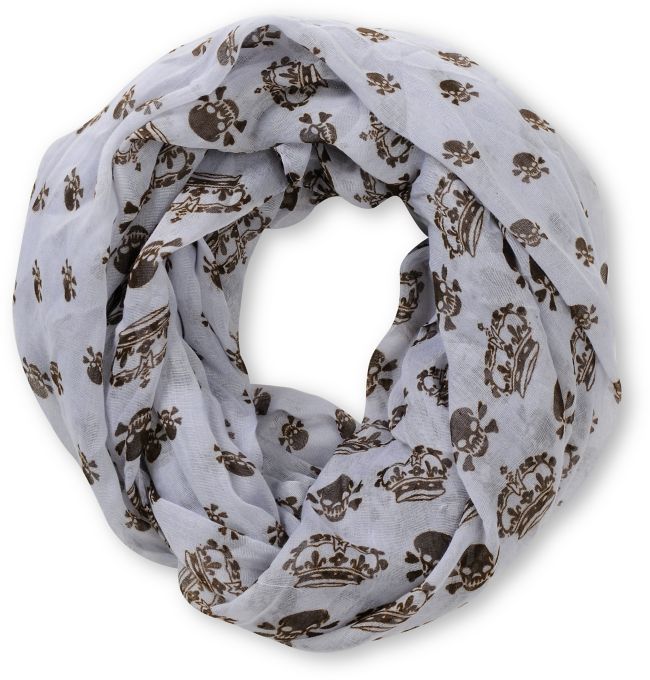 D&Y Skull Print Lavendar Infinity Scarf