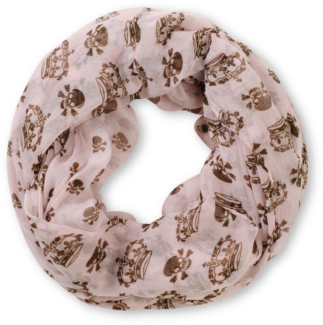 D&Y Skull Print Pink Infinity Scarf