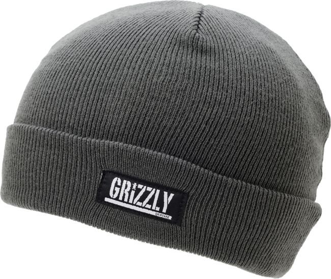 Diamond Supply x Grizzly Grip Tape Stamp Charcoal Fold Beanie