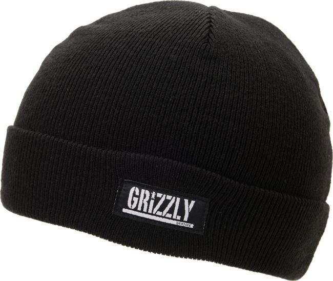 Diamond Supply x Grizzly Grip Tape Stamp Black Fold Beanie