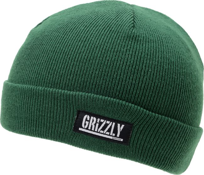 Diamond Supply x Grizzly Grip Tape Stamp Green Fold Beanie