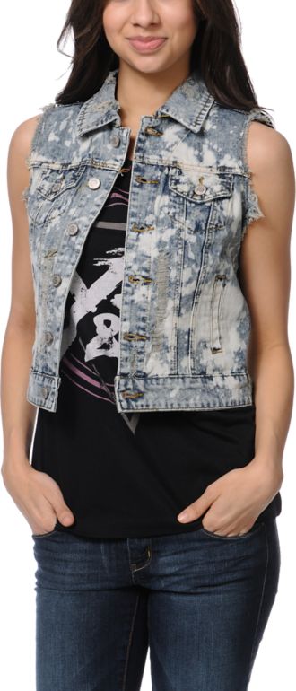 Thread and Supply Acid Paint Denim Vest