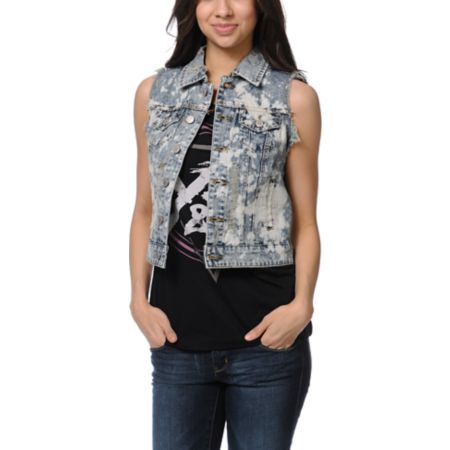Thread and Supply Acid Paint Denim Vest