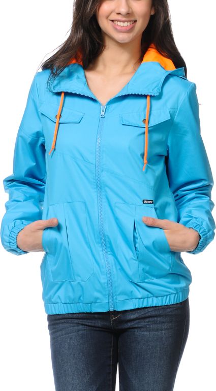 Volcom Girls Enemy Lines Blue Windbreaker Jacket