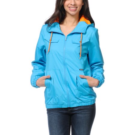 Volcom Girls Enemy Lines Blue Windbreaker Jacket