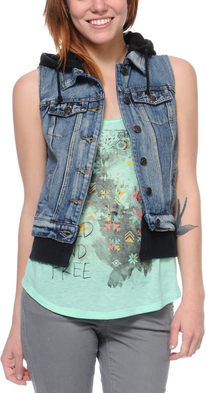 Thread and Supply Black Hooded Denim Vest