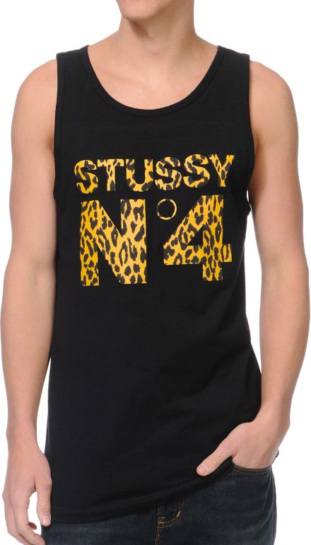Stussy Cheetah No4 Black Tank Top