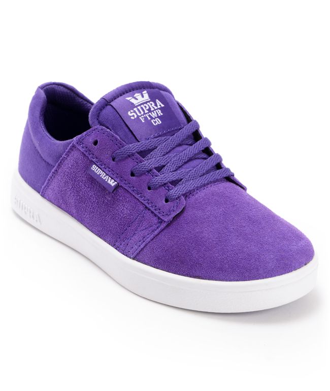 Supra Kids Westway Purple & White Suede Skate Shoe