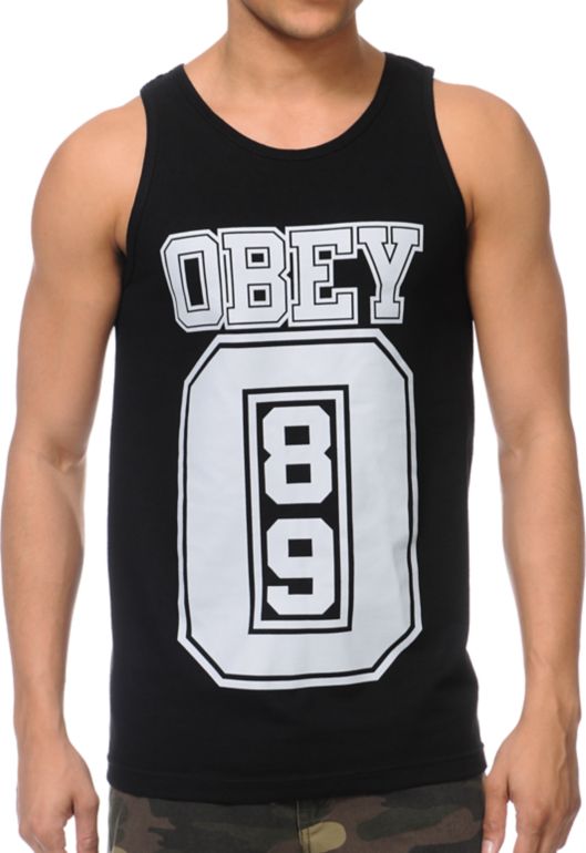 Obey Jersey Black Tank Top