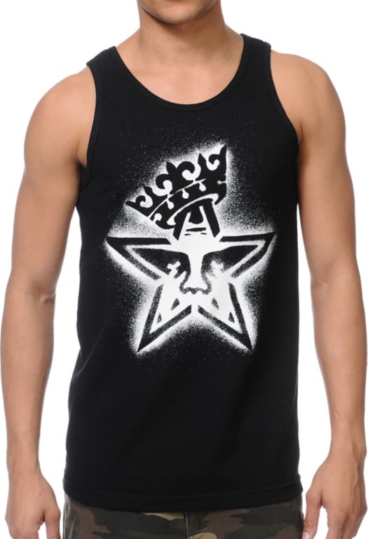Obey Star Crown Stencil Black Tank Top
