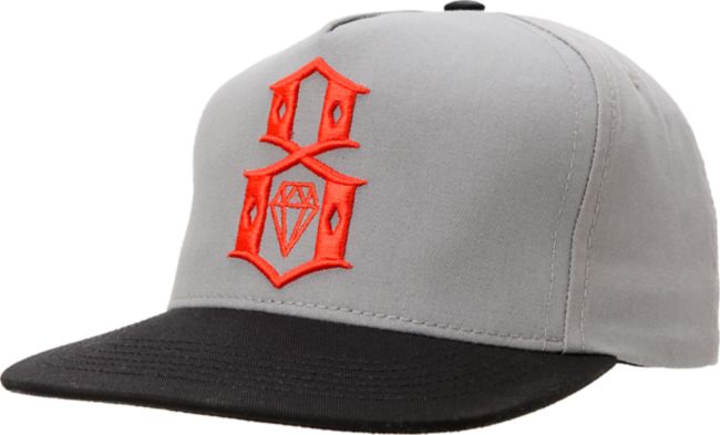 REBEL8 Logo Grey, Red, & Black Snapback Hat