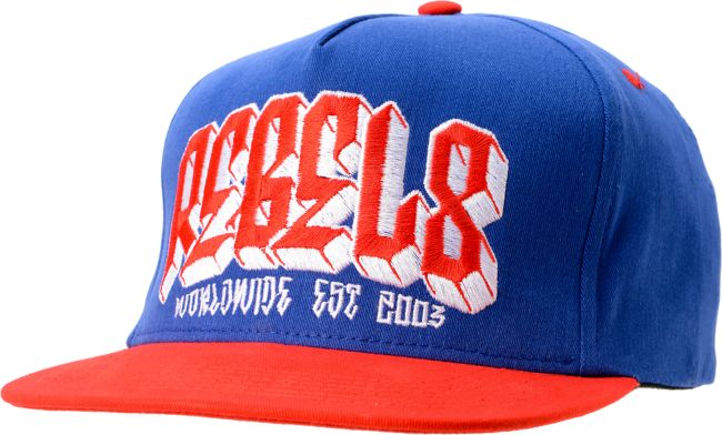REBEL8 Worldwide Blue & Red Snapback Hat