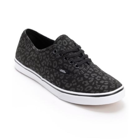 Vans Girls Authentic Lo Pro Black Leopard Print Shoe