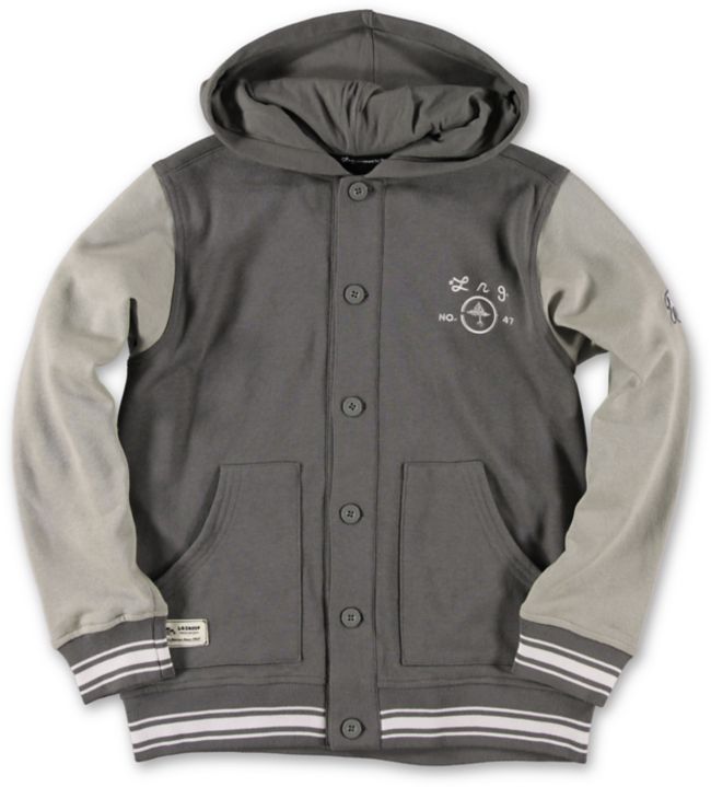 LRG Boys Bullworks Charcoal Grey Fleece Varsity Hoodie