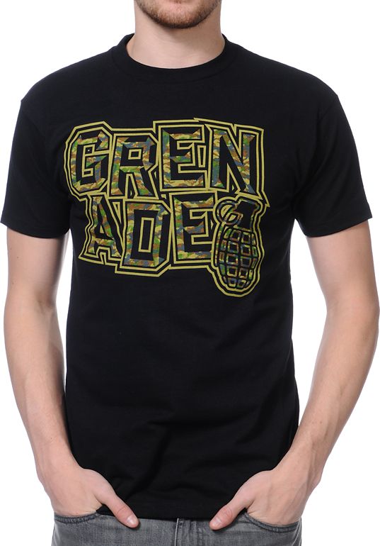 Grenade Camo Block Black Tee Shirt