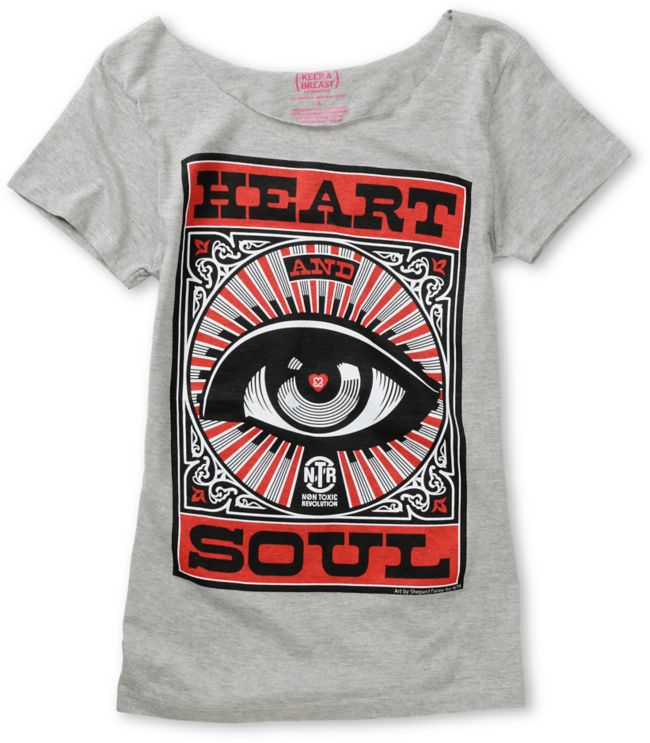 Keep A Breast Heart & Soul Grey Tee Shirt