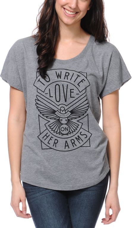 TWLOHA Dove Heather Grey Scoop Neck Tee Shirt