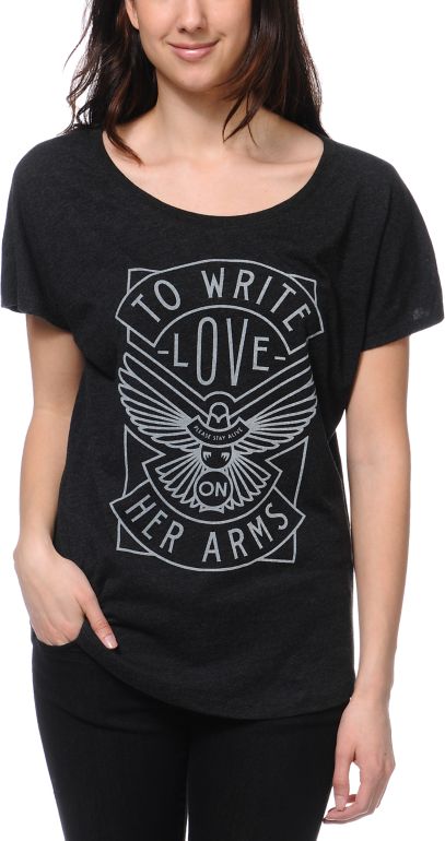 TWLOHA Dove Heather Black Scoop Neck Tee Shirt