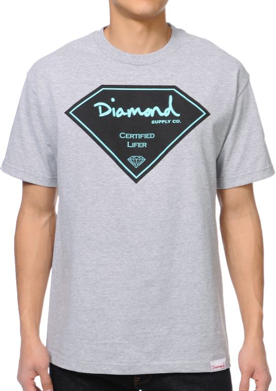 Diamond Supply Certified Lifer Heather Grey Tee Shirt