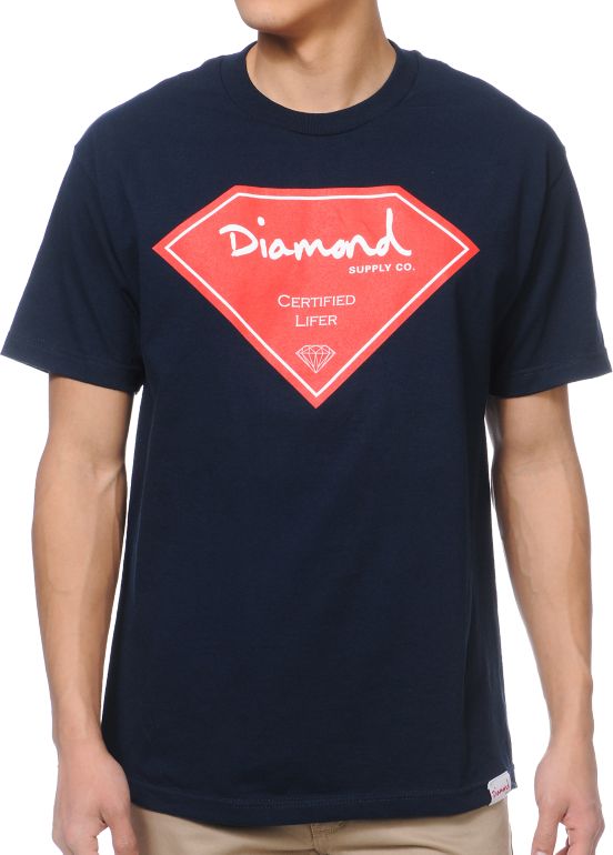 Diamond Supply Certified Lifer Navy Tee Shirt