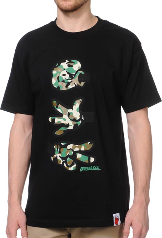Booger Kids Rock, Paper, Cut Black & Camo Tee Shirt