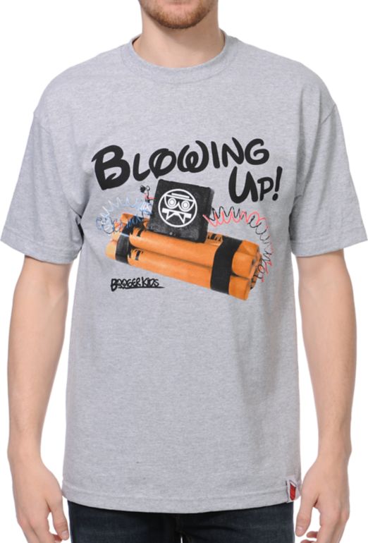 Booger Kids Blowing Up Grey Tee Shirt