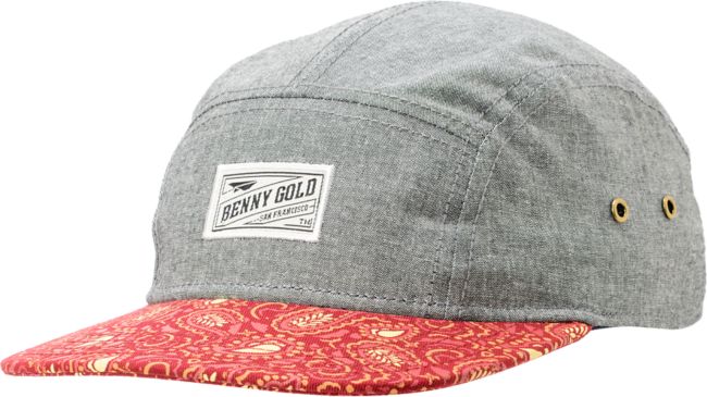 Benny Gold Cloud Paisley Grey & Red 5 Panel Hat