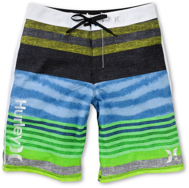 Hurley Phantom Faux Stripe Green & Blue 21 Board Shorts