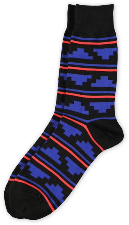 Richer Poorer Trekker Black & Blue Striped Crew Socks