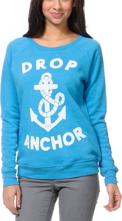 Glamour Kills Drop Anchor Teal Crew Neck Sweatshirt